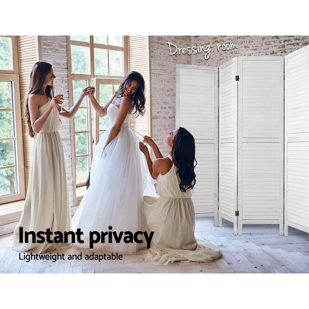 Artiss Room Divider Screen 8 Panel Privacy Wood Dividers Stand Bed Timber White