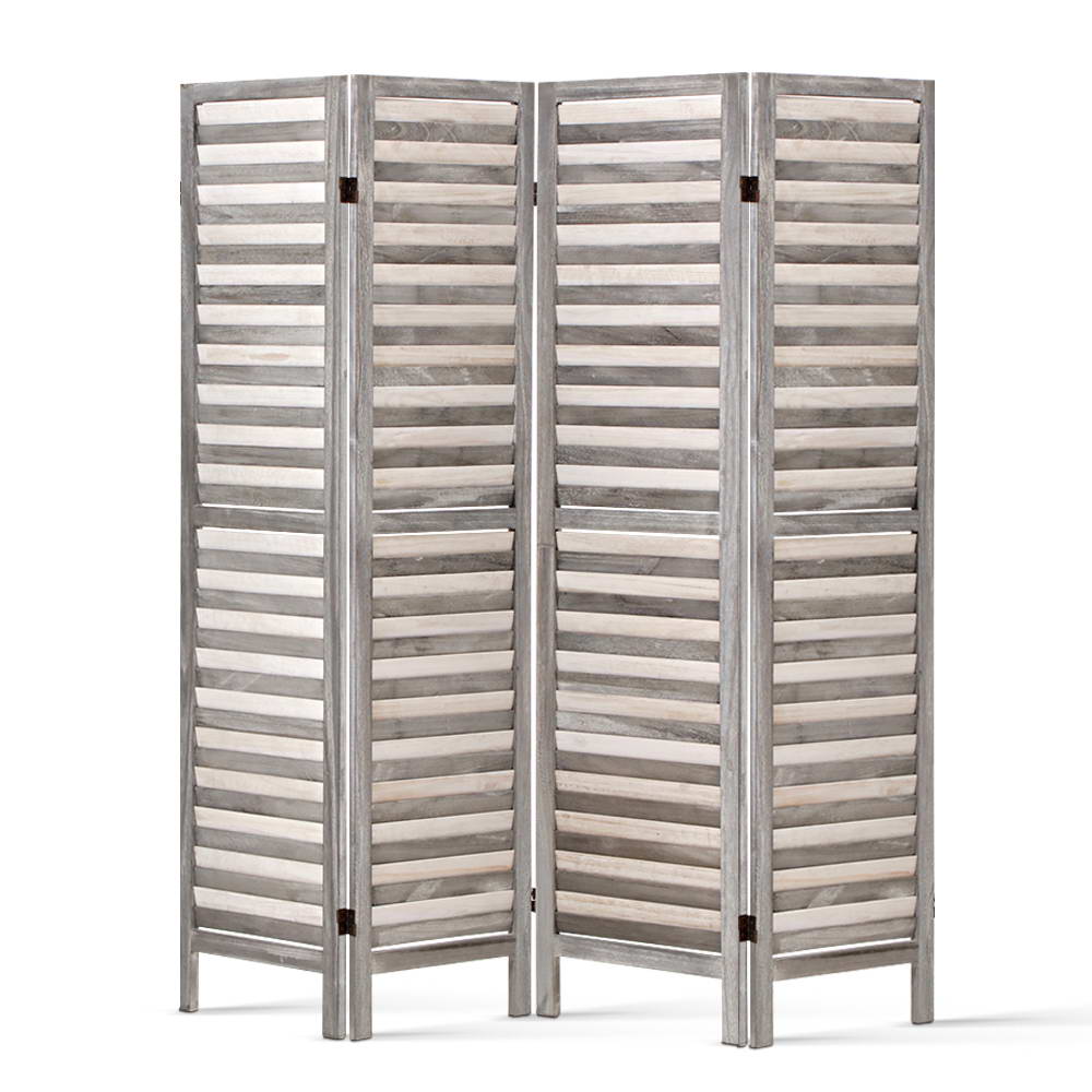 Artiss 4 Panel Foldable Wooden Room Divider - Grey