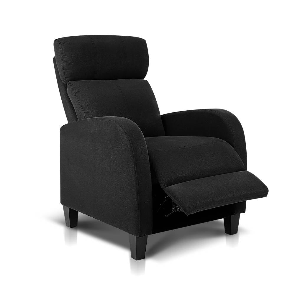 Artiss Fabric Reclining Armchair - Black