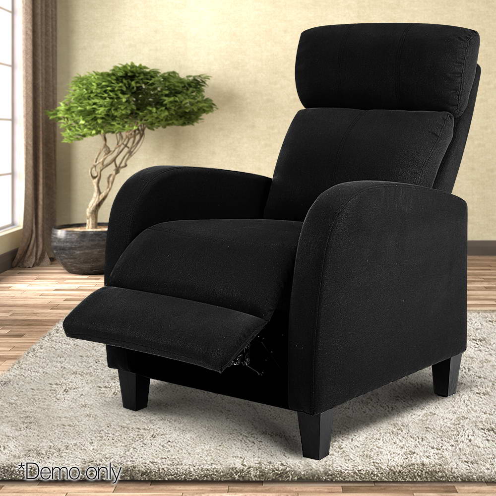 Artiss Fabric Reclining Armchair - Black