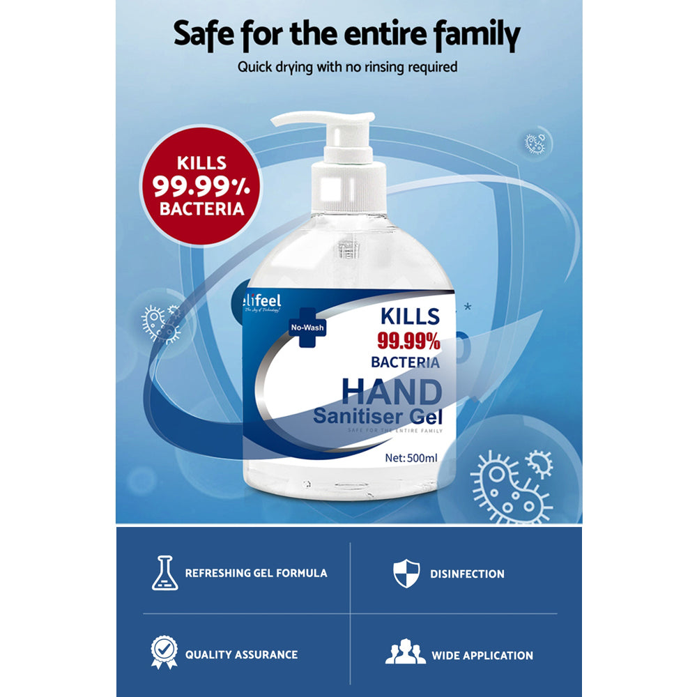 Relifeel Instant Hand Sanitiser Gel Alcohol Sanitizer Quick Dry 500ml No Wash