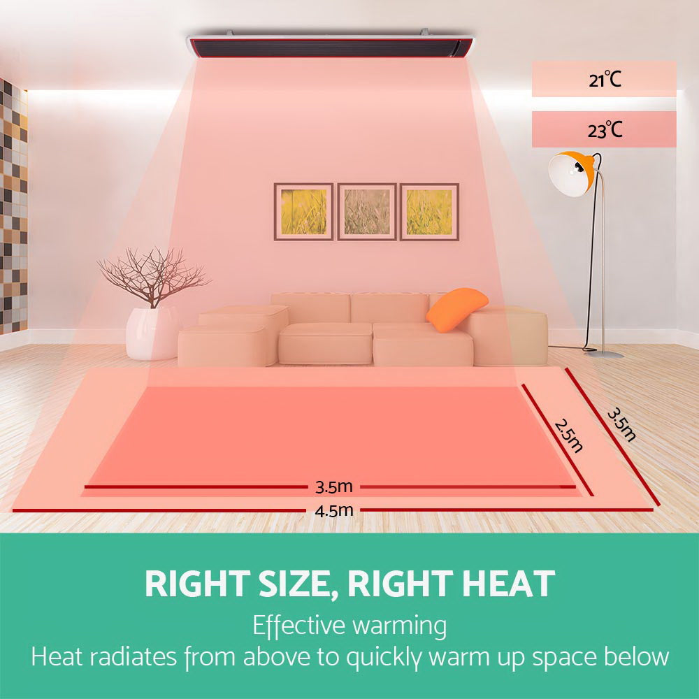 Devanti 2x 2400W Electric Infared Radiant Strip Heater Panel Heat Bar Outdoor