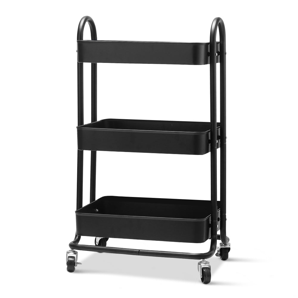 Artiss 3 Tier Kitchen Trolley Storage Cart Portable Rolling Rack Shelf Wheels