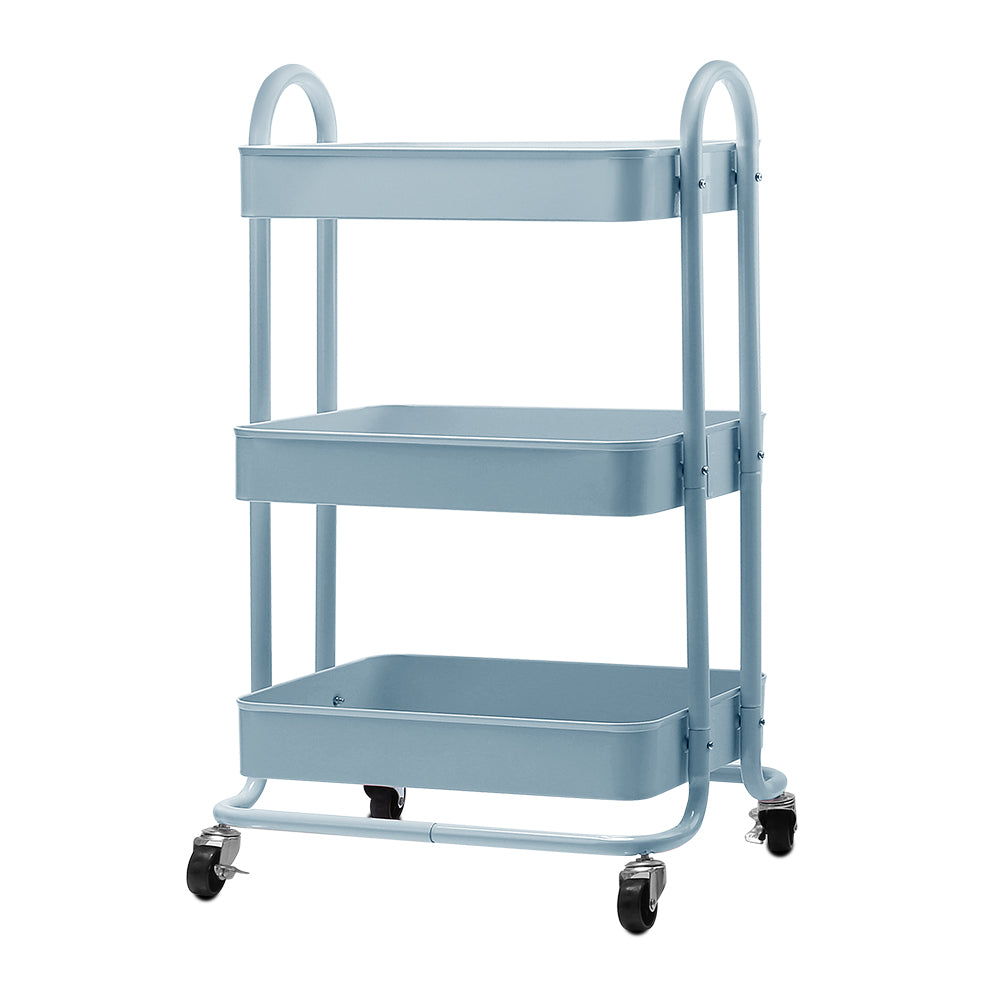 Artiss 3 Tier Kitchen Trolley Cart Utility Rolling Storage Shelf Rack Portable