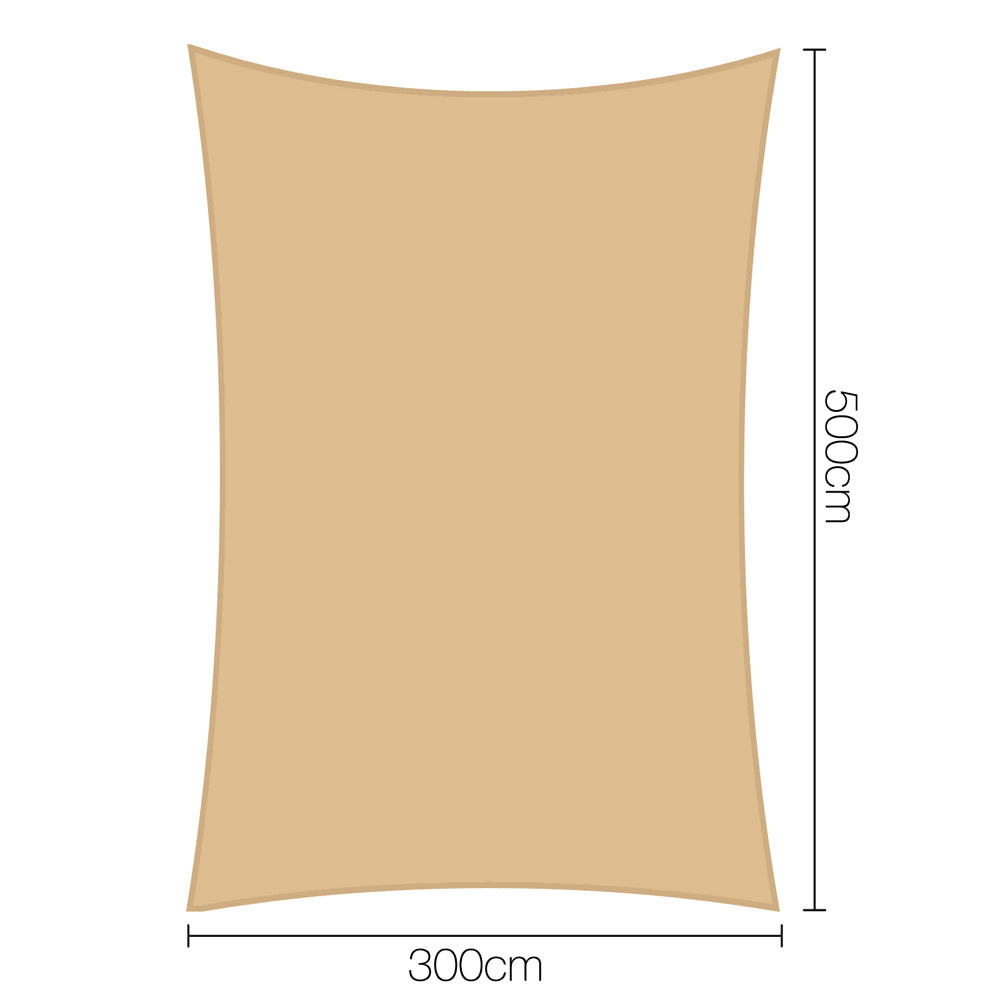 Instahut 3 x 5m Rectangle Heavy Duty Shade Sail Cloth - Sand Beige