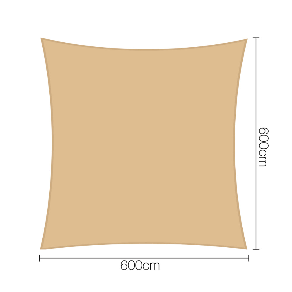 Instahut 6 x 6m Square Heavy Duty Shade Sail Cloth - Sand Beige
