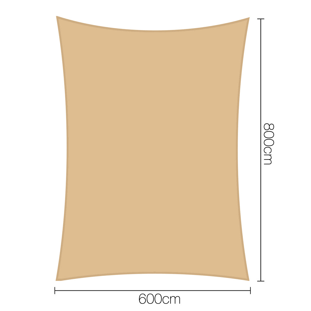 Instahut 6 x 8m Rectangle Heavy Duty Shade Sail Cloth - Sand Beige