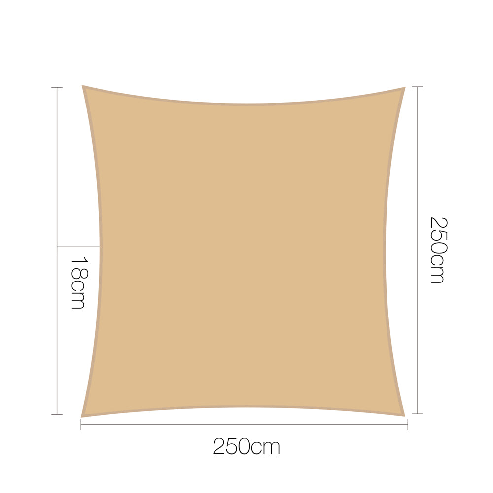 Instahut 2.5 x 2.5m Shade Sail Cloth - Sand Beige