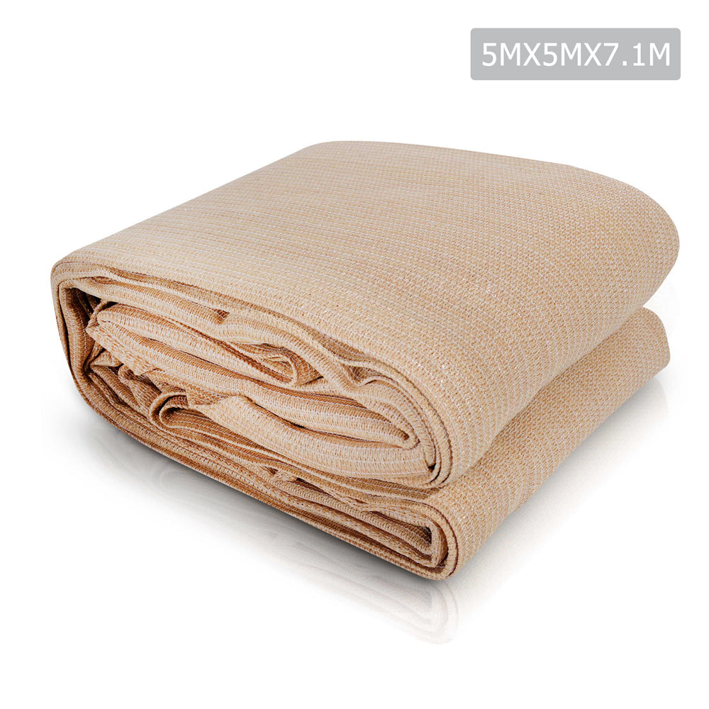 Instahut 5 x 5 x 7.1 Triangle Shade Sail Cloth - Sand Beige