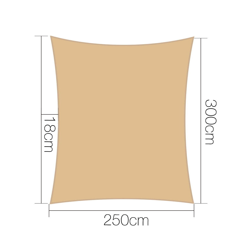 Instahut 2.5x3m Shade Sail Sun Shadecloth 280gsm Sand