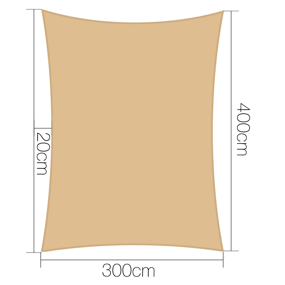 Instahut 3x4m Shade Sail Sun Shadecloth Canopy 280gsm Sand