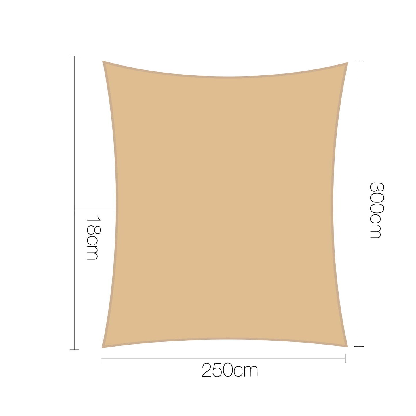 Instahut 2.5 x 3m Rectangle Shade Sail Cloth - Sand Beige