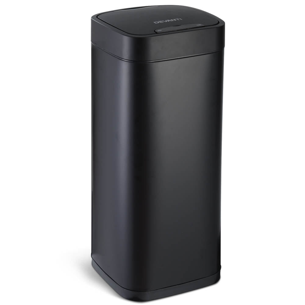 Devanti 40L LCD Stainless Steel Sensor Bin Black