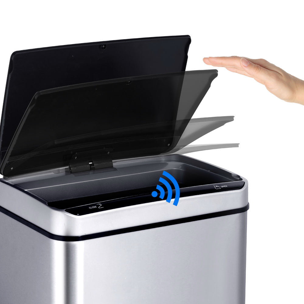 Devanti 48L Motion Sensor Bin - Silver