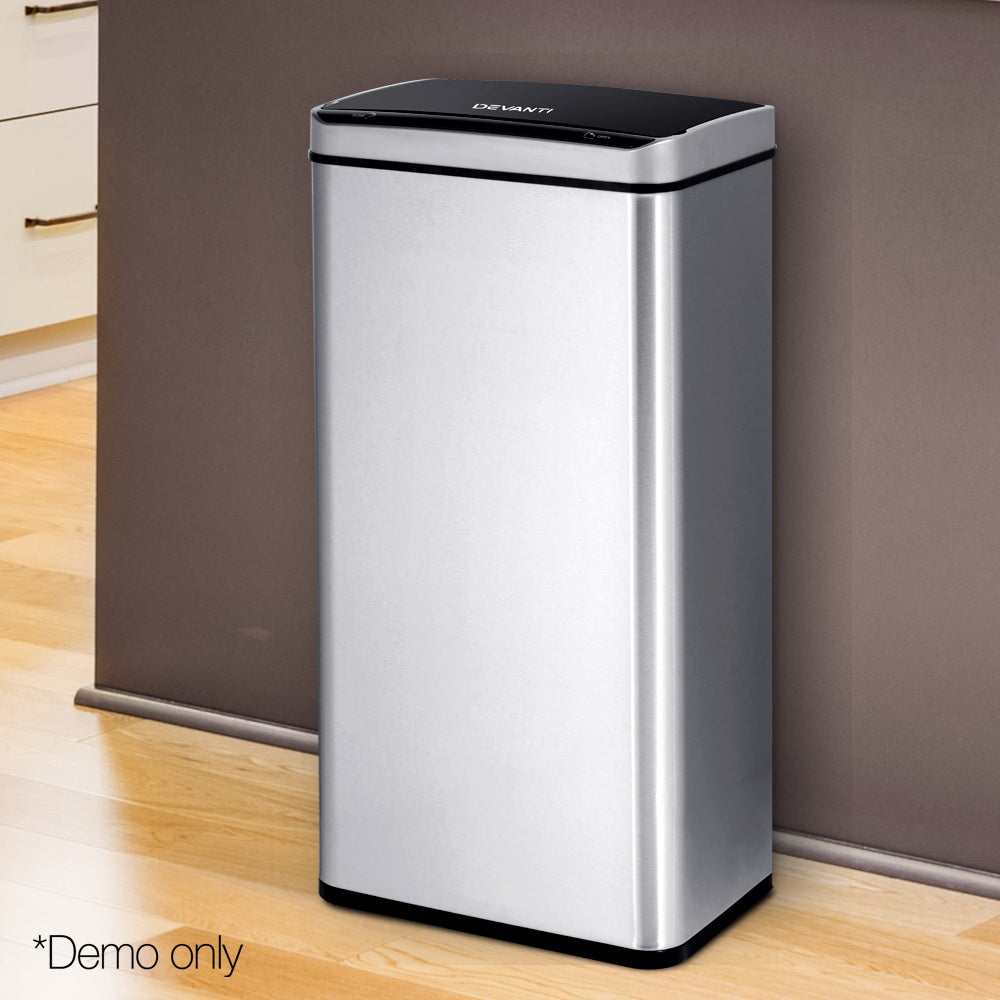 Devanti 48L Motion Sensor Bin - Silver