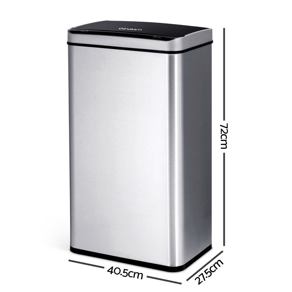 Devanti 70L Motion Sensor Bin - Silver