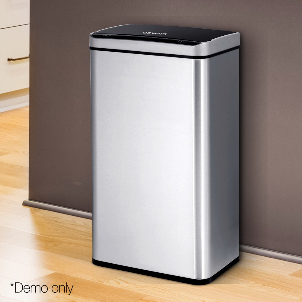 Devanti 70L Motion Sensor Bin - Silver