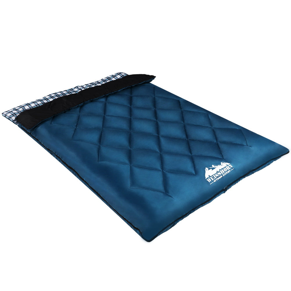 Weisshorn Sleeping Bag Bags Double Camping Hiking -10°C to 15°C Tent Winter Thermal Navy