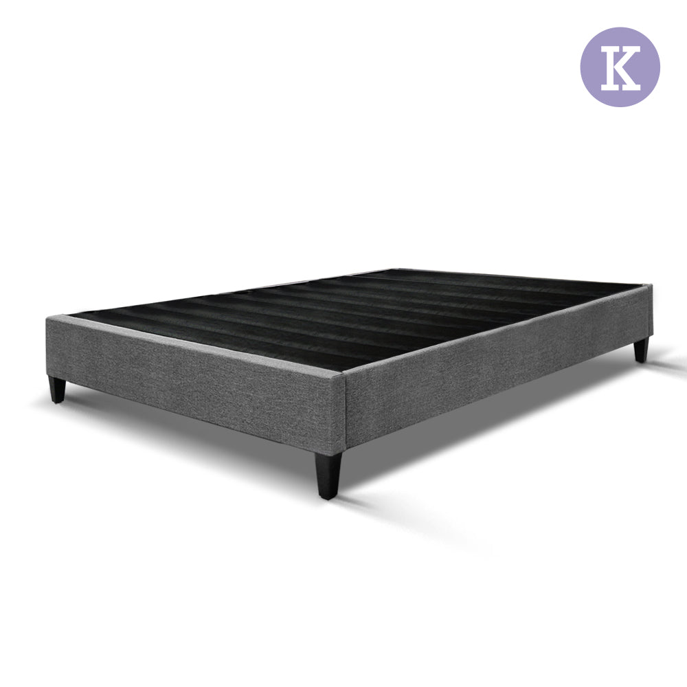 Artiss King Size Bed Base Frame Pine Wood Slats - Grey