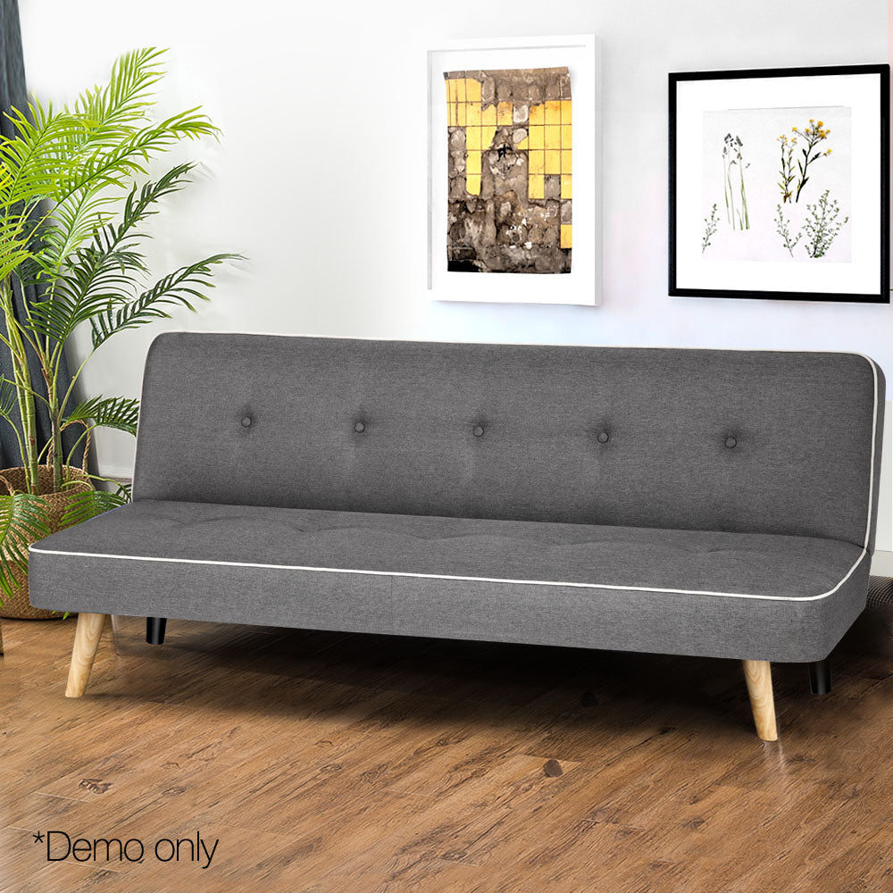 3 Seater Fabric Sofa Bed - Grey