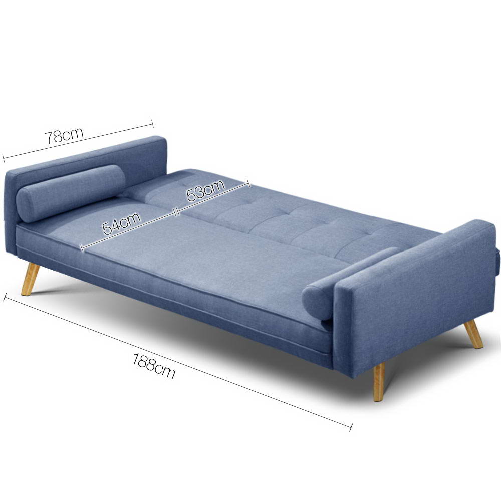 Artiss 3 Seater Fabric Lounge Chair - Blue