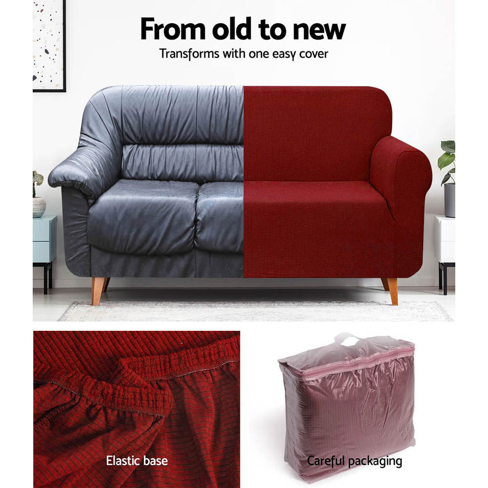 Artiss High Stretch Sofa Cover Couch Protector Slipcovers 1 Seater Burgundy