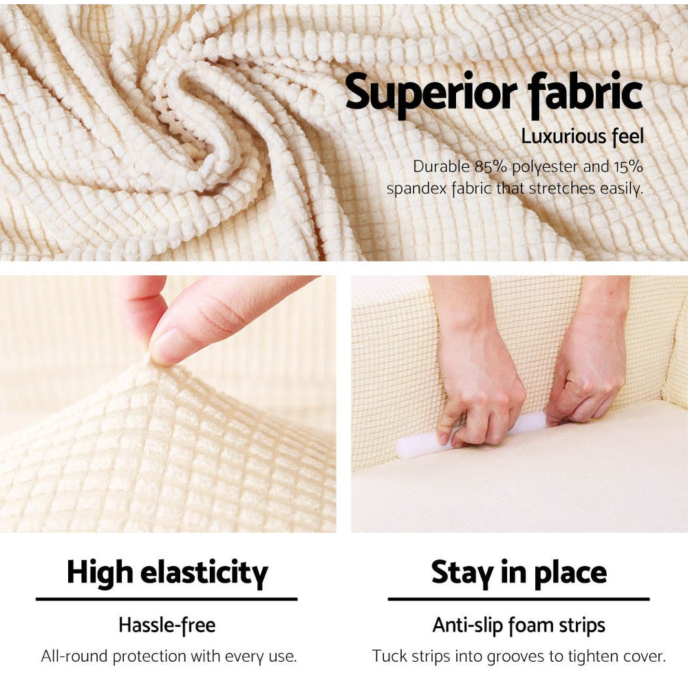 Artiss High Stretch Sofa Cover Couch Protector Slipcovers 3 Seater Sand