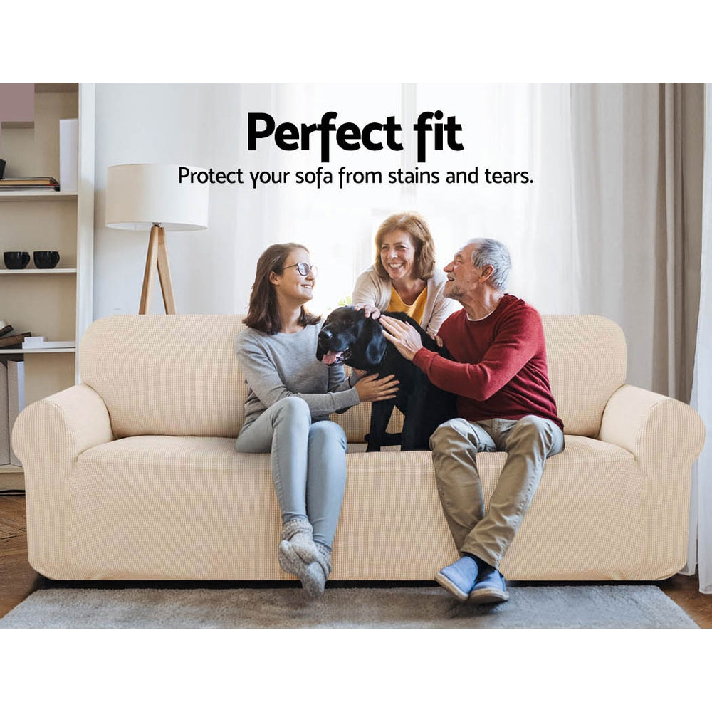 Artiss High Stretch Sofa Cover Couch Protector Slipcovers 3 Seater Sand