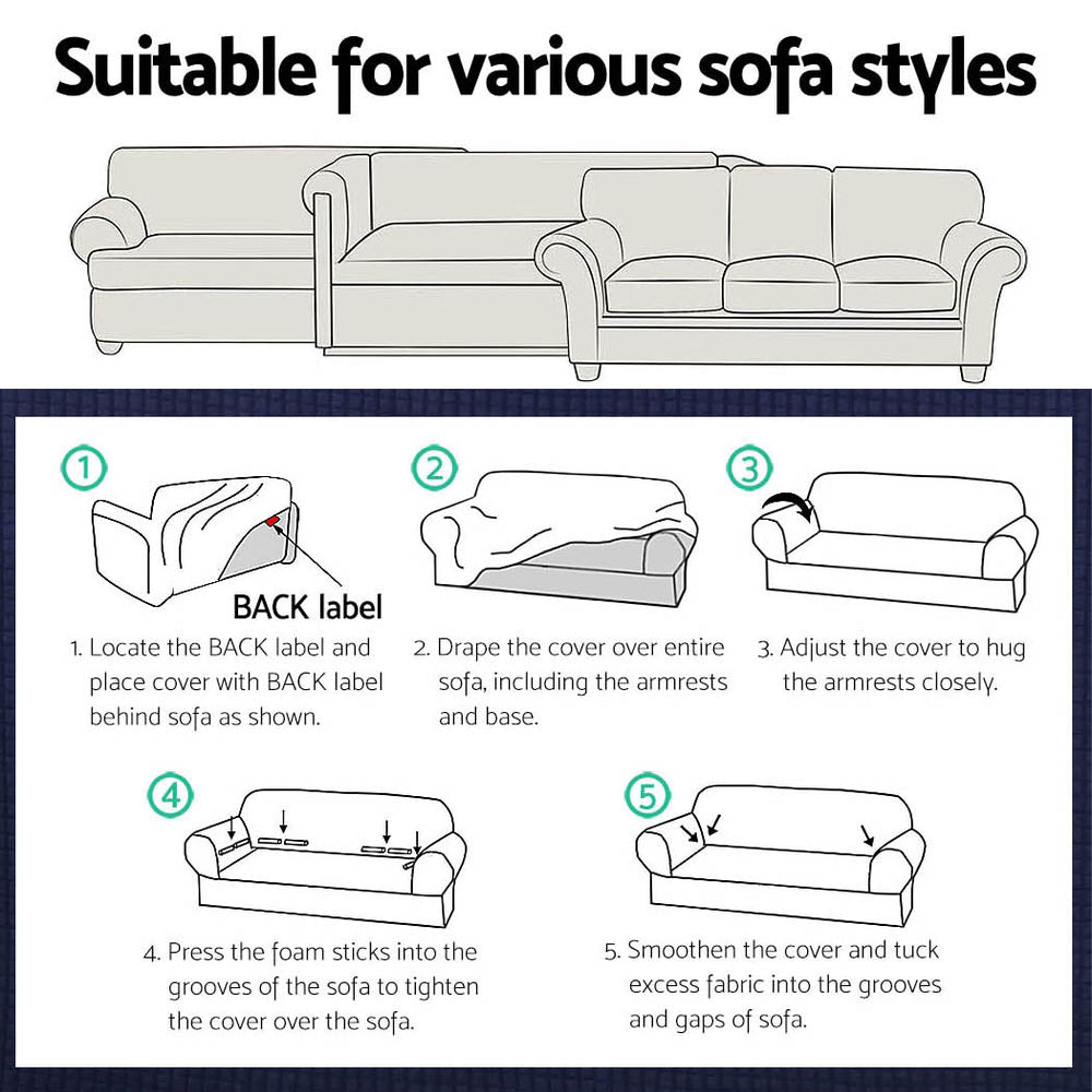 Artiss High Stretch Sofa Cover Couch Protector Slipcovers 3 Seater Sand