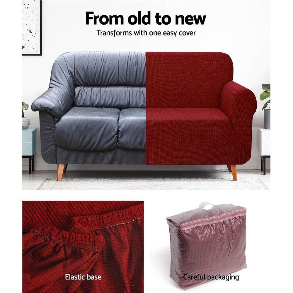 Artiss High Stretch Sofa Cover Couch Protector Slipcovers 3 Seater Burgundy