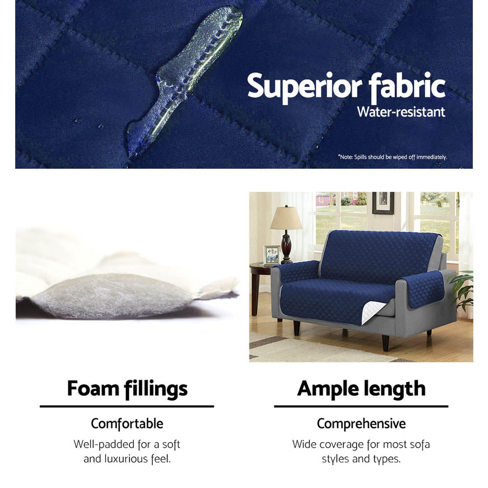 Artiss Sofa Cover Quilted Couch Covers Protector Slipcovers 1 Seater Navy