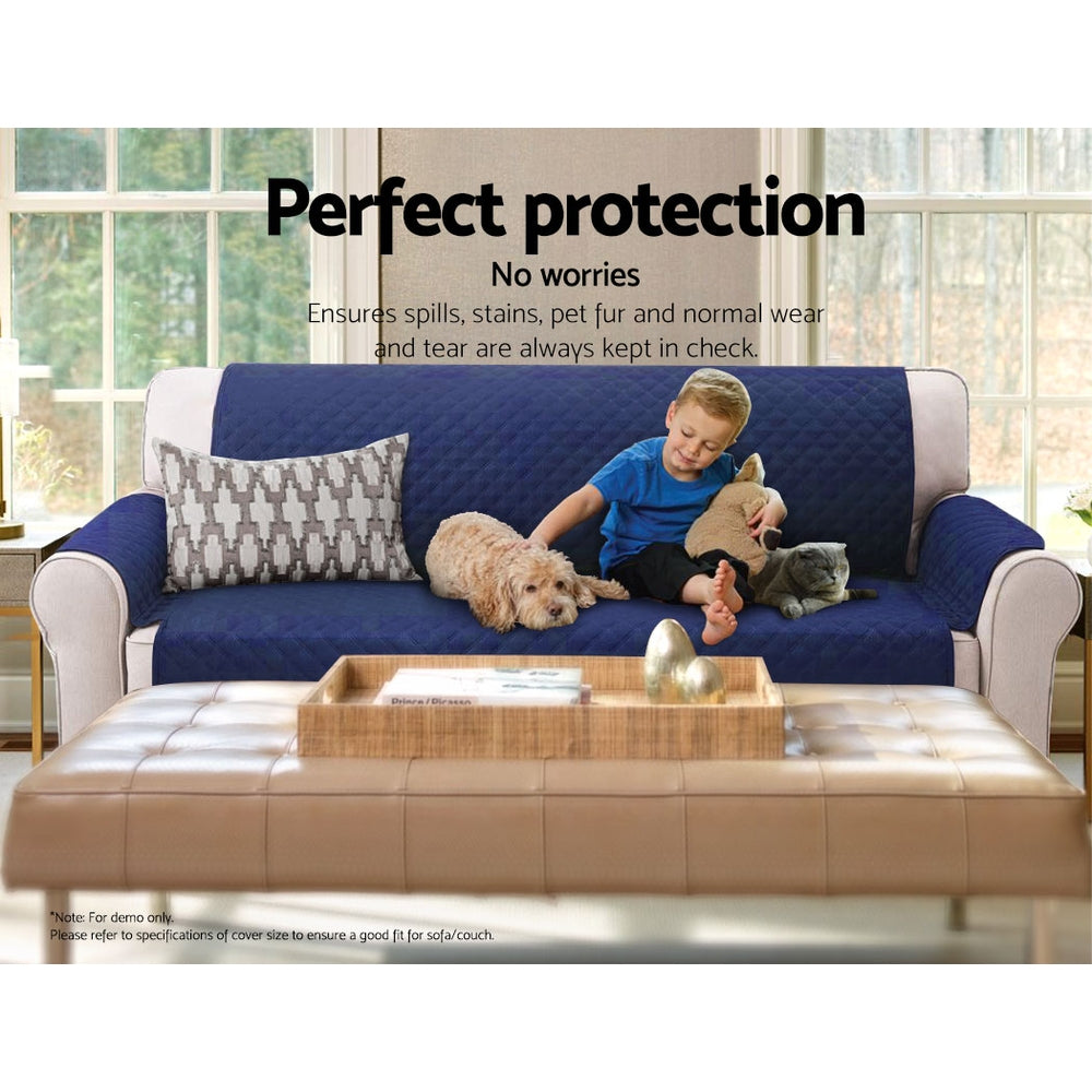 Artiss Sofa Cover Quilted Couch Covers Protector Slipcovers 1 Seater Navy