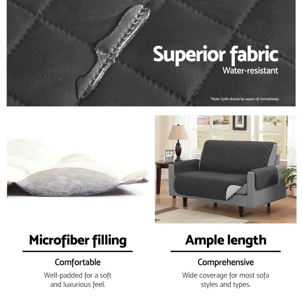 Artiss Sofa Cover Quilted Couch Covers Protector Slipcovers 2 Seater Dark Grey