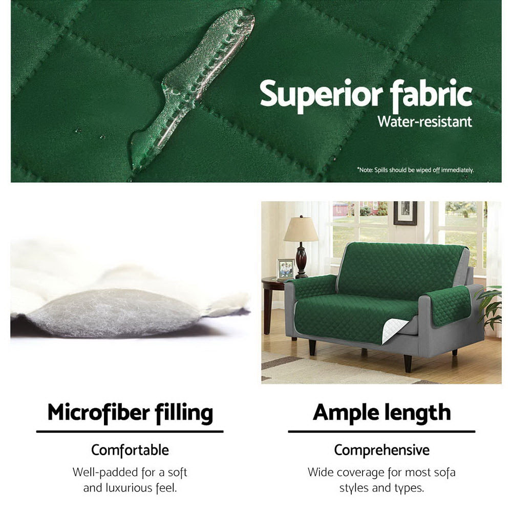 Artiss Sofa Cover Quilted Couch Covers Protector Slipcovers 2 Seater Green