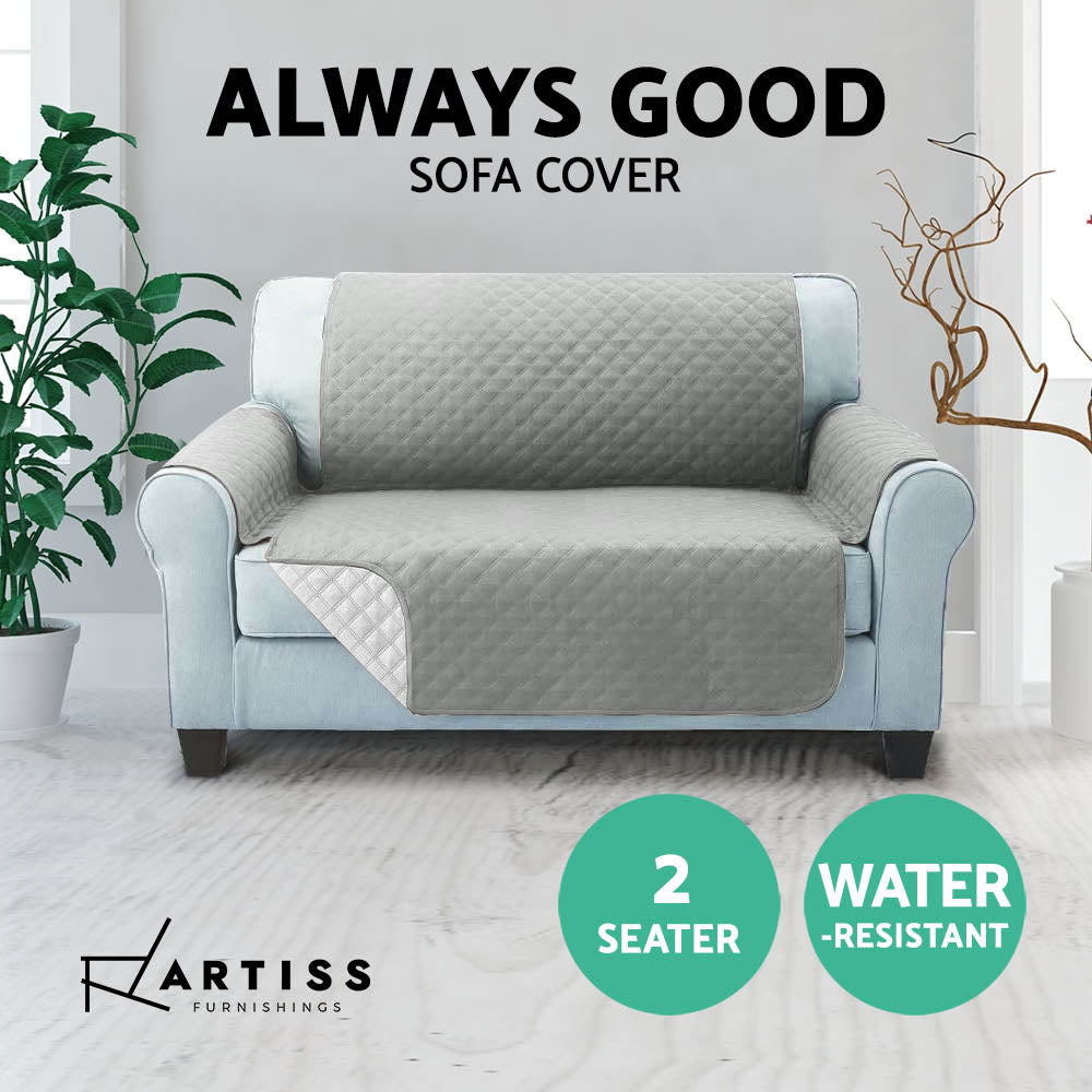Artiss Sofa Cover Quilted Couch Covers Protector Slipcovers 2 Seater Grey