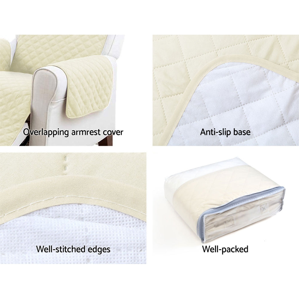 Artiss Sofa Cover Quilted Couch Covers Protector Slipcovers 2 Seater Khaki
