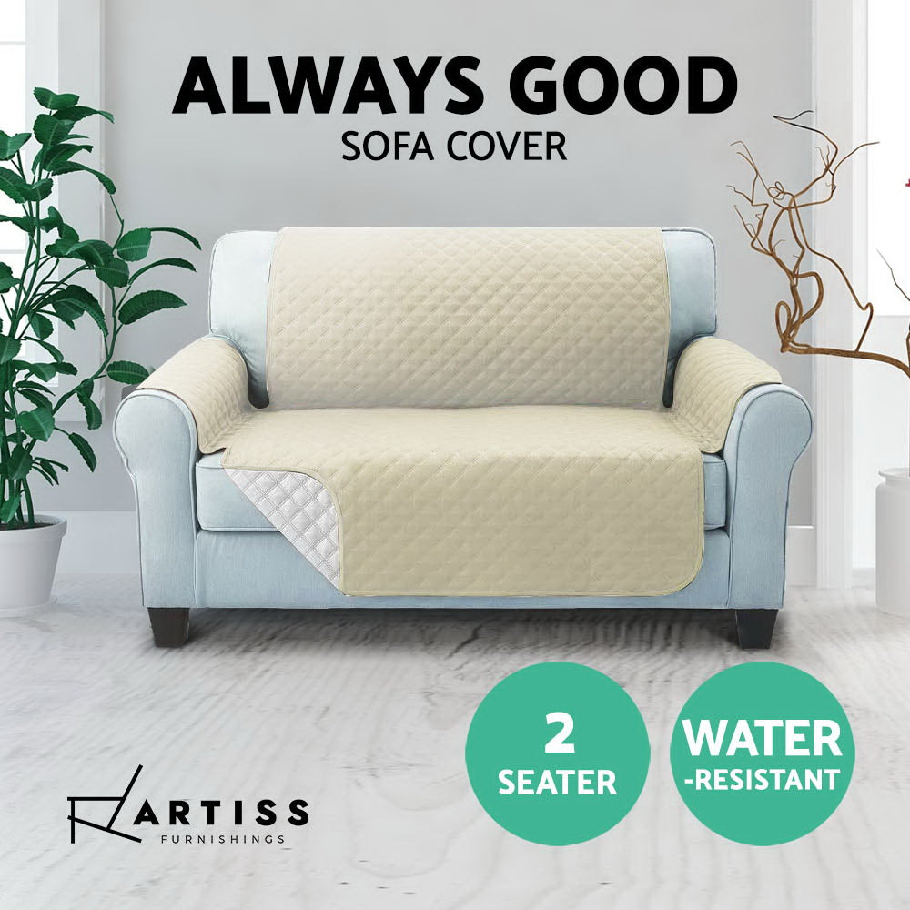 Artiss Sofa Cover Quilted Couch Covers Protector Slipcovers 2 Seater Khaki