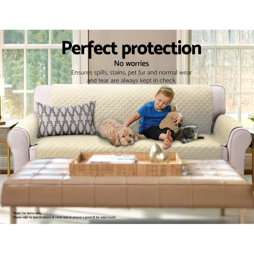 Artiss Sofa Cover Quilted Couch Covers Protector Slipcovers 2 Seater Khaki