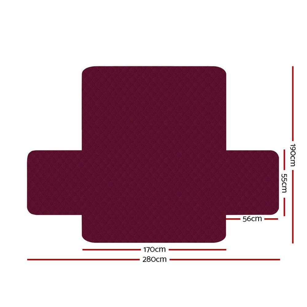 Artiss Sofa Cover Quilted Couch Covers Protector Slipcovers 3 Seater Burgundy