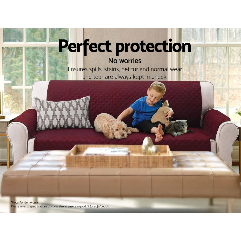 Artiss Sofa Cover Quilted Couch Covers Protector Slipcovers 3 Seater Burgundy