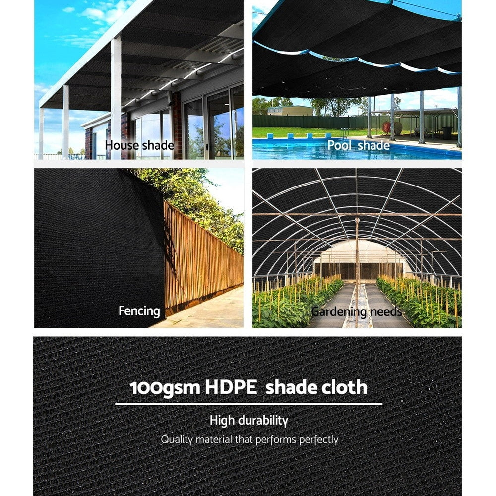 Instahut 50% Sun Shade Cloth Shadecloth Sail Roll Mesh 1.83x10m 100gsm Black