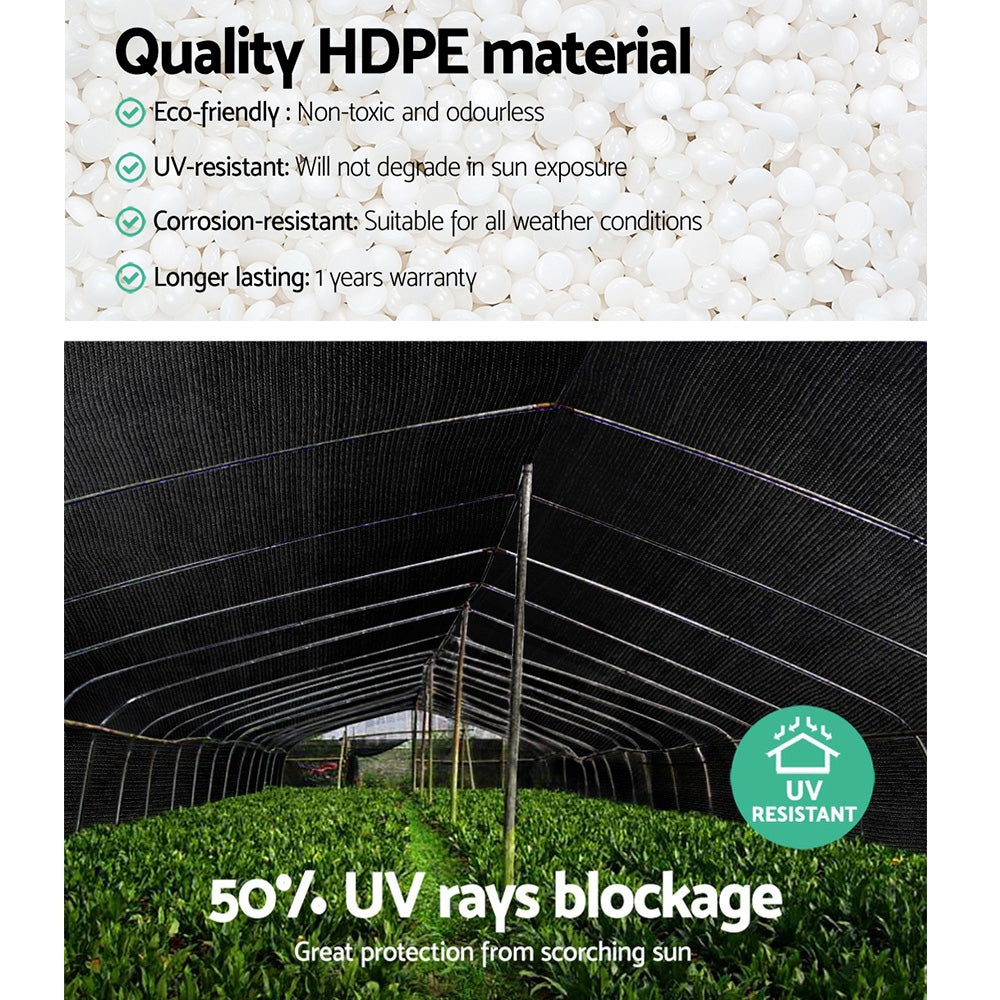 Instahut 50% Sun Shade Cloth Shadecloth Sail Roll Mesh 1.83x10m 100gsm Black