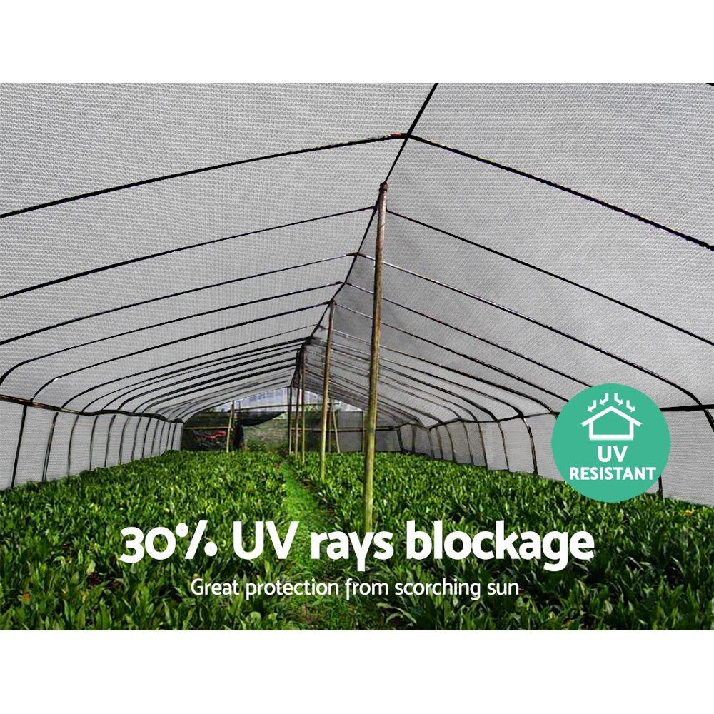 Instahut 3.66x10m 30% UV Shade Cloth Shadecloth Sail Garden Mesh Roll Outdoor White
