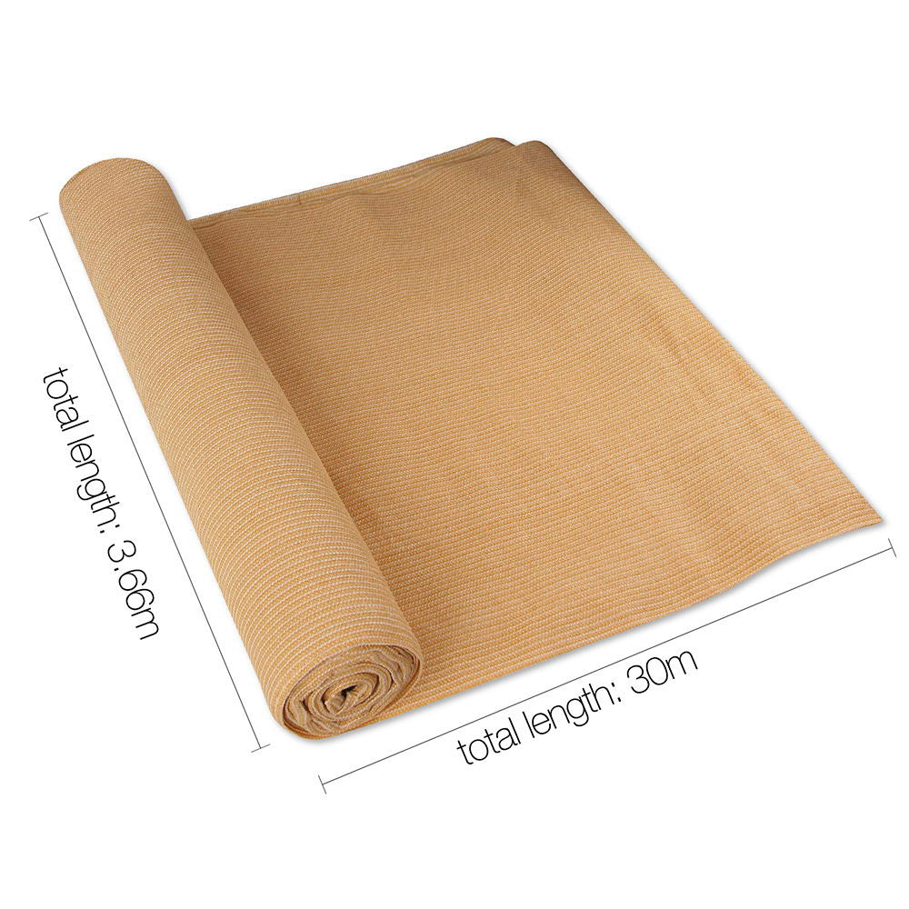 Instahut 70% UV Sun Shade Cloth Shadecloth Sail Roll Mesh Outdoor 3.66x30m Beige