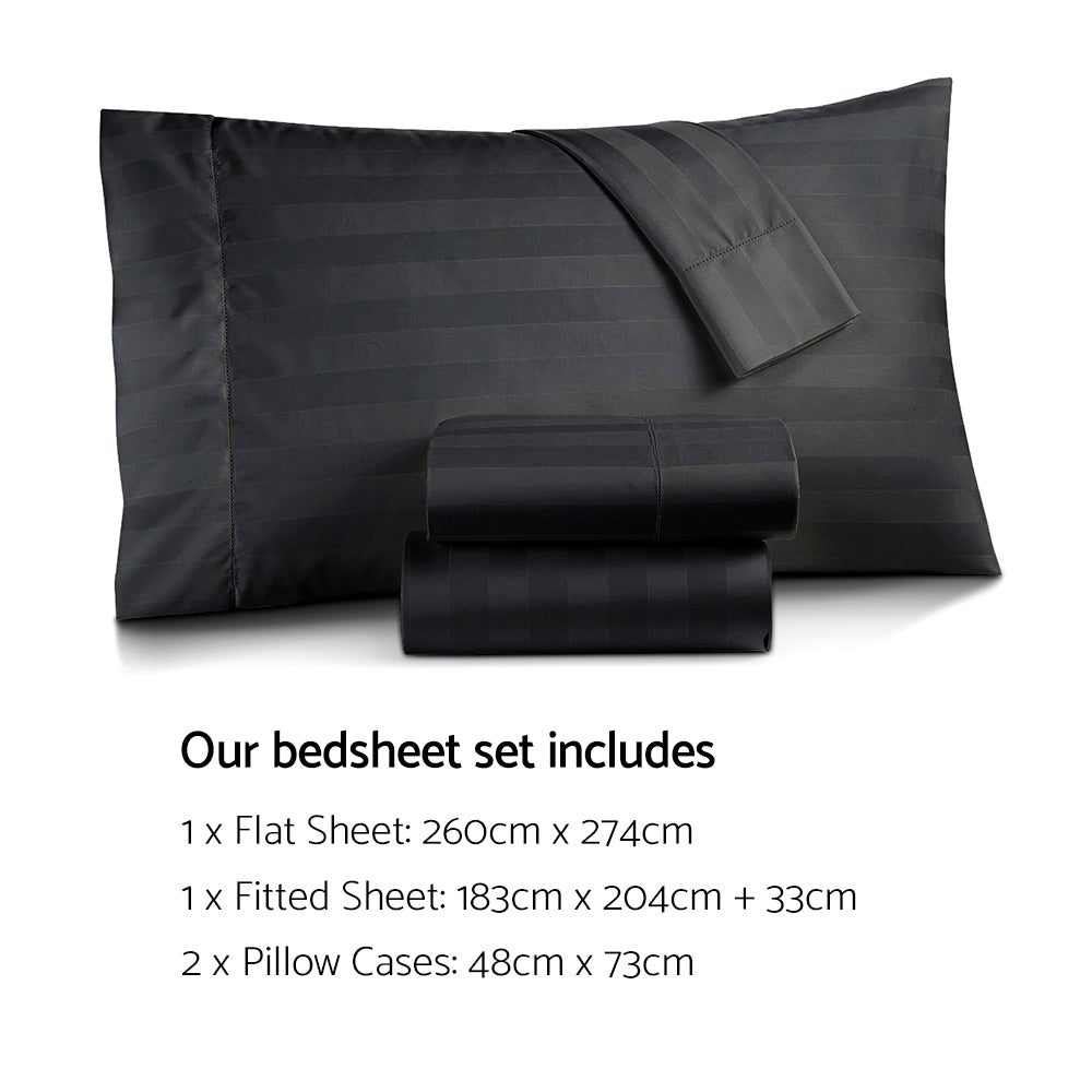 Giselle Bedding King Size 4 Piece Bedsheet Set - Black