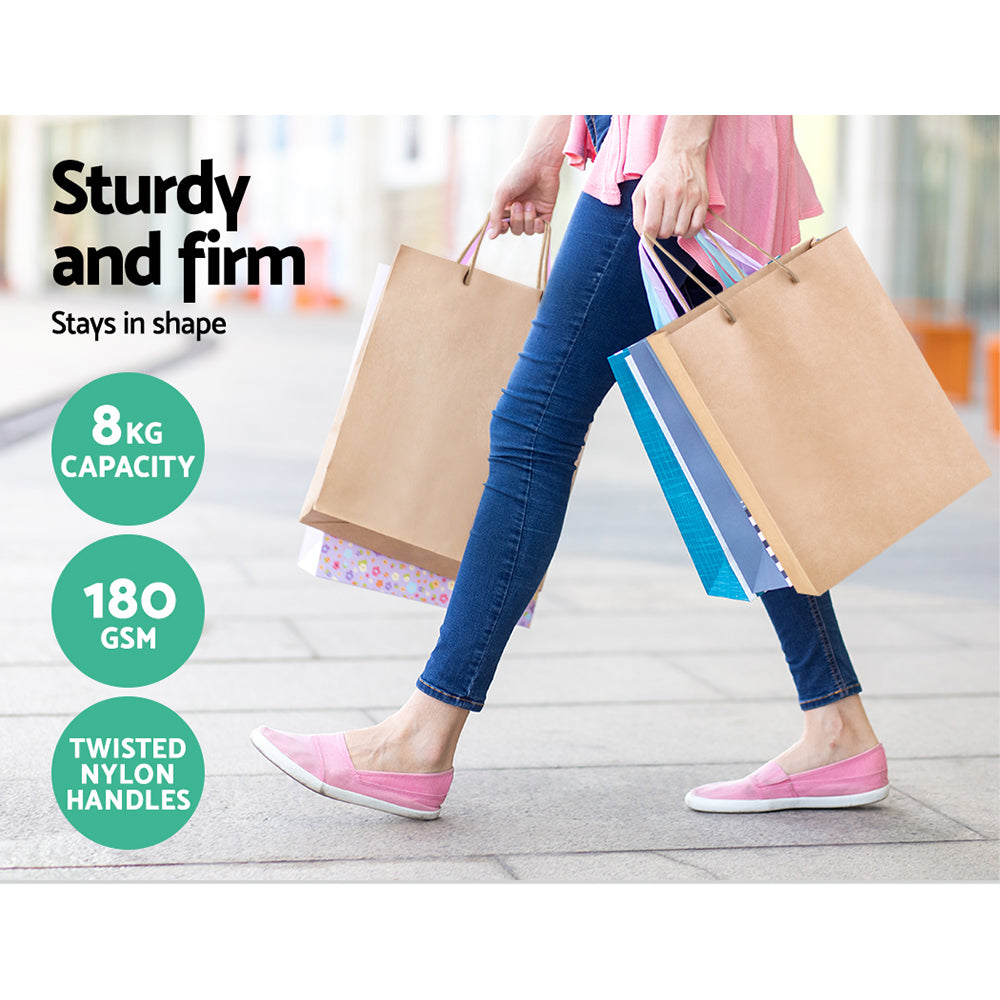 50pcs Kraft Paper Carry Bags Shopping Gift Bag Bulk Brown 280 x 330 x 100mm