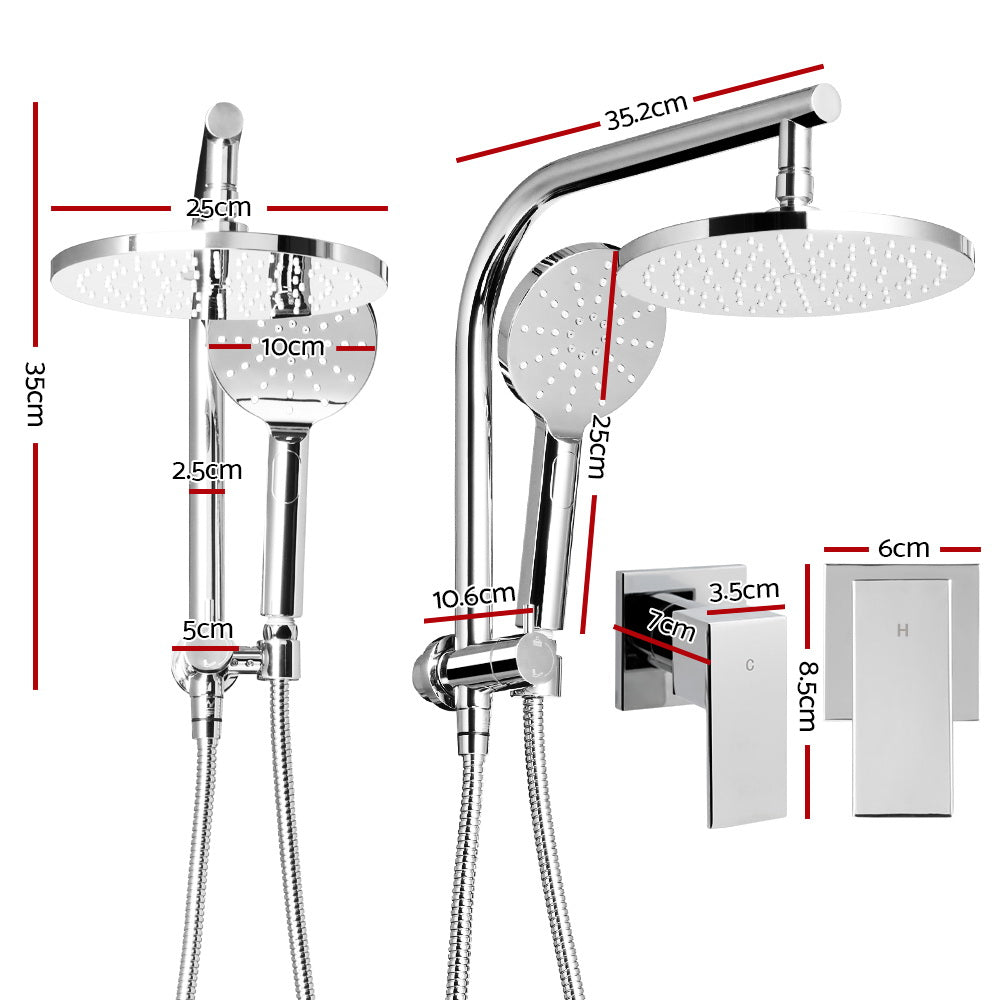Cefito WELS 9'' Rain Shower Head Taps Round Handheld High Pressure Wall Chrome
