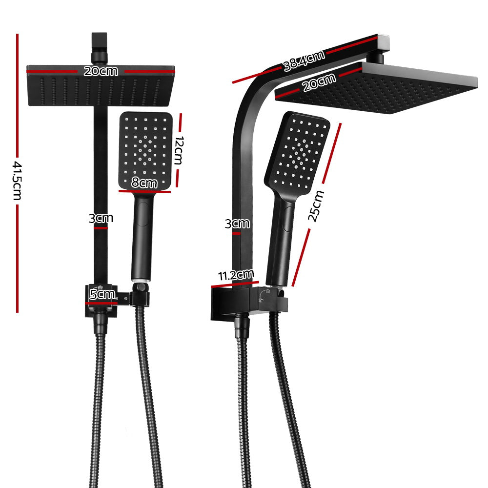 Cefito WELS 8'' Rain Shower Head Set Square Handheld High Pressure Wall Black