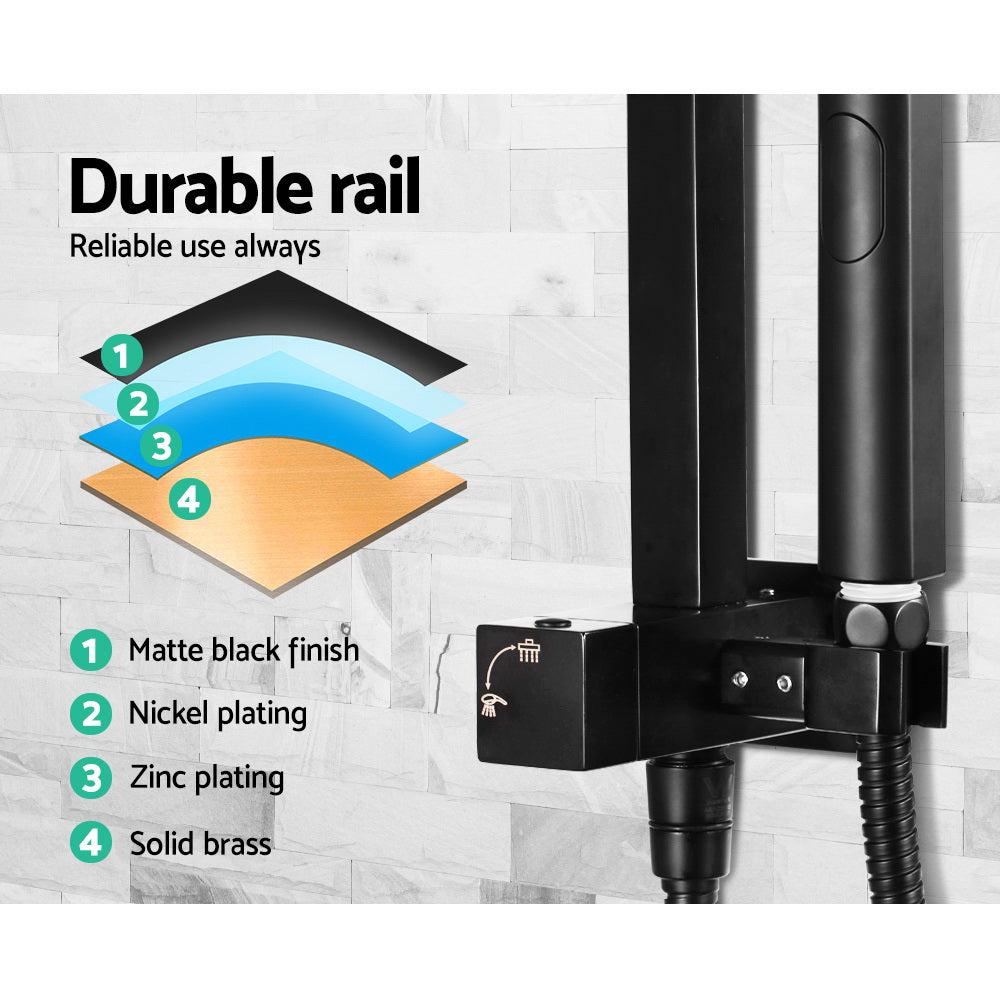 Cefito WELS 8'' Rain Shower Head Set Square Handheld High Pressure Wall Black