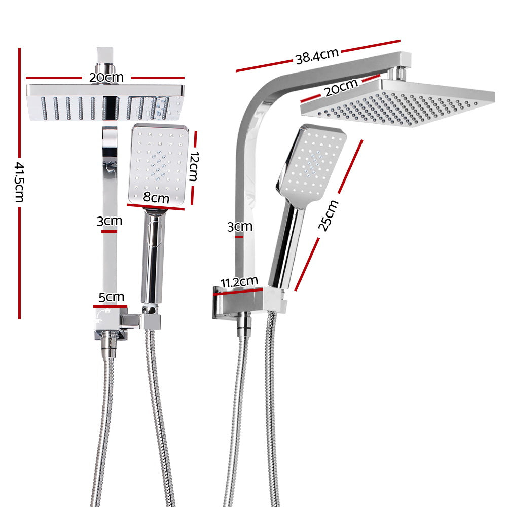 Cefito WELS 8'' Rain Shower Head Set Square Handheld High Pressure Wall Chrome